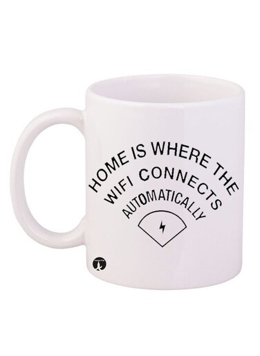 Home Is Where The WiFI Connects Automatically Design Mug White/Black 11ounce