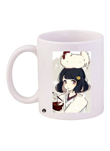 Anime Girl Printed Coffee Mug White/Brown/Black