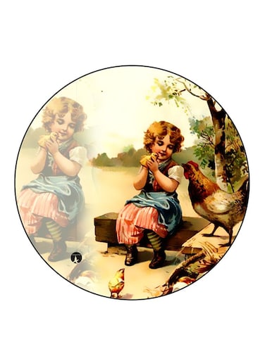 Vintage Art Printed Fridge Magnet Multicolour