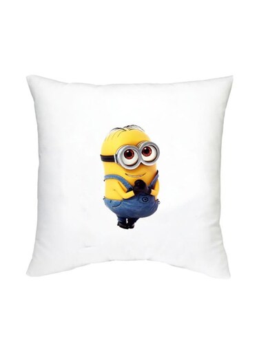 Minion Character Printed Cushion White/Yellow/Blue 16x16inch