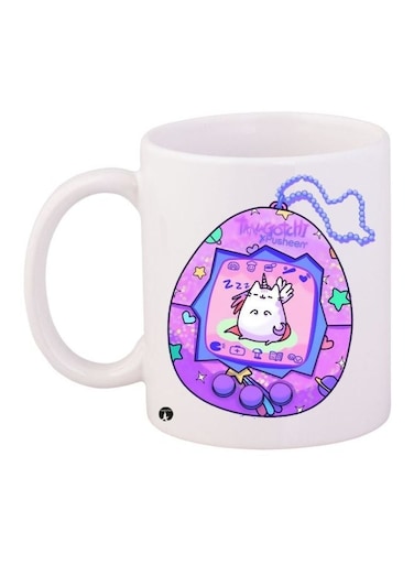 Cartoon Printed Coffee Mug White/Purple/Blue 11ounce