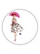 Girl Printed Fridge Magnet White/Pink/Grey 5.5cm