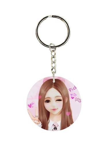 Single Sided Animie Girl Printed Keychain
