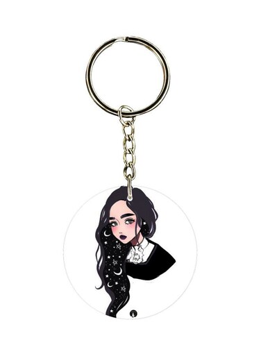 Cartoon Girl Printed Double Sided Keychain