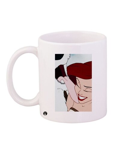 Cartoon Girl Printed Coffee Mug White/Brown/Black 11ounce