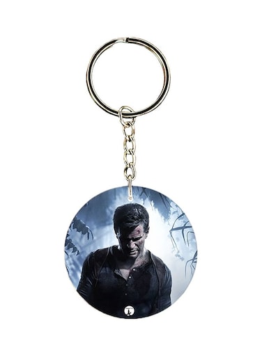 Uncharted Logo Printed Keychain Grey/Black/Silver