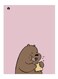 Bear Printed Decorative Plate Pink/Brown 20x15cm
