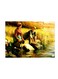 Painting Themed Metallic Plate Yellow/Green/Brown 20x15cm