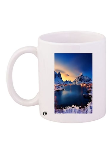 Landscape Printed Coffee Mug White/Blue/Yellow 11ounce
