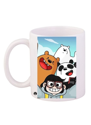 Printed Coffee Mug White/Blue/Brown 11ounce