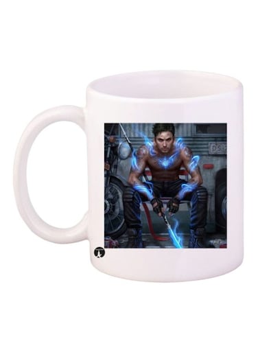 A Man Printed Coffee Mug White/Grey/Blue Standard Size