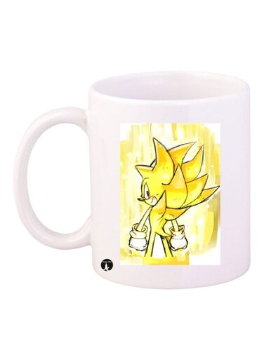 Sonic Video Game Printed Mug White/Yellow Standard Size