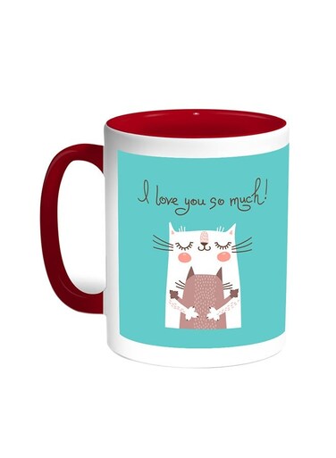 I Love You So Much Printed Coffee Mug Red/White 11ounce