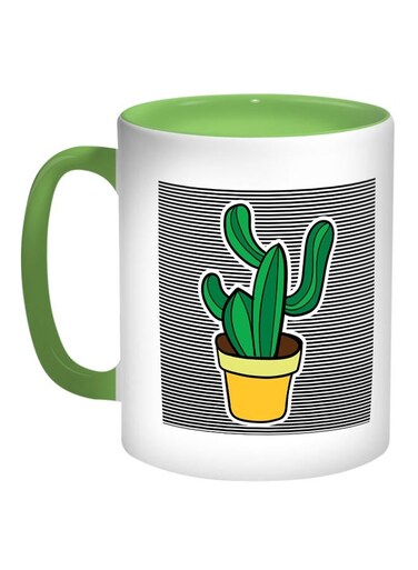 Cactuses Printed Coffee Mug Green/White/Yellow