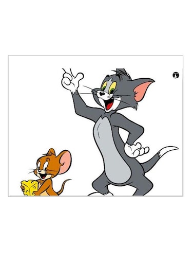 Tom And Jerry Themed Metallic Plate White/Grey/Brown 20x15cm