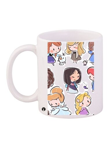 Cartoon Printed Coffee Mug White/Yellow/Black 11ounce