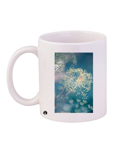 Decorative Printed Ceramic Coffee Mug White/Blue/Yellow