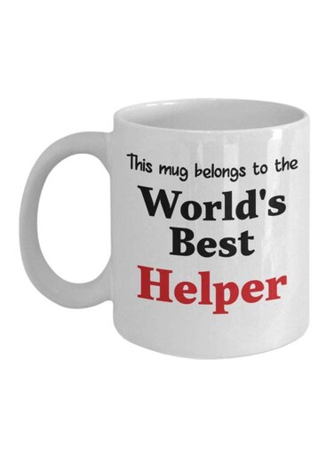 World's Best Helper Printed Coffee Mug White/Black/Red