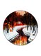 Snowy Passage Printed Fridge Magnet White/Orange/Brown 5.5cm