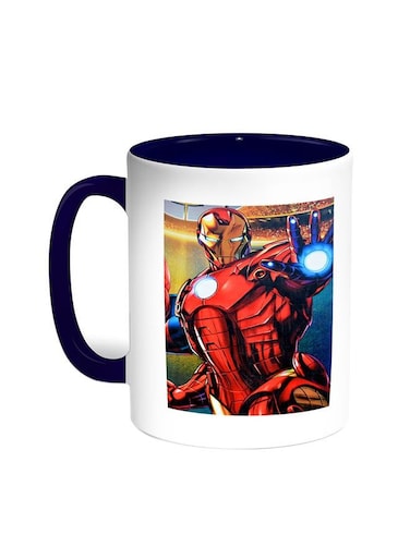 Iron Man Printed Coffee Mug Blue/White 11ounce