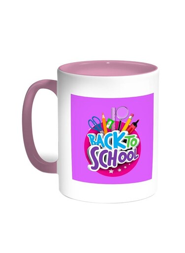 Back To School Printed Coffee Mug Pink/White 11ounce