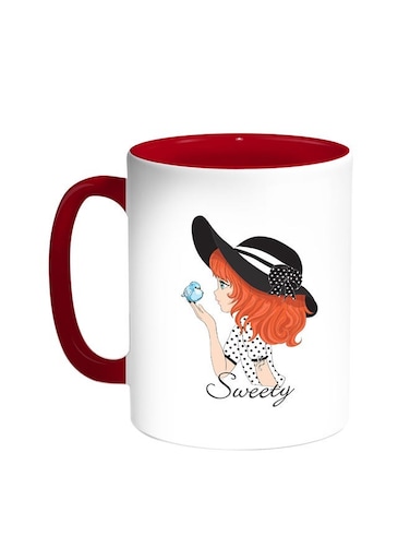 Romantic Printed Coffee Mug Red/White 11ounce