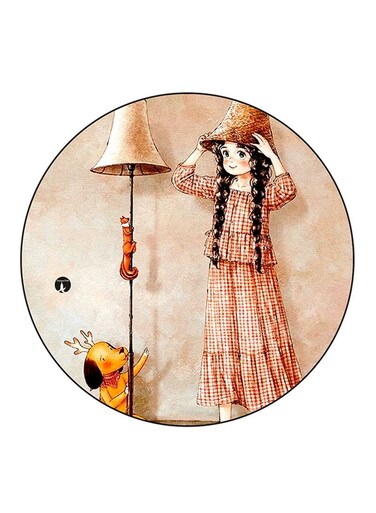 Girl Printed Fridge Magnet Multicolour