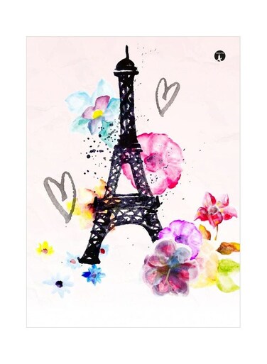 Eiffel Tower Themed Decorative Metallic Plate White/Black/Pink