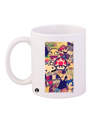 Random Stuff Printed Mug White Red Blue Standard Size