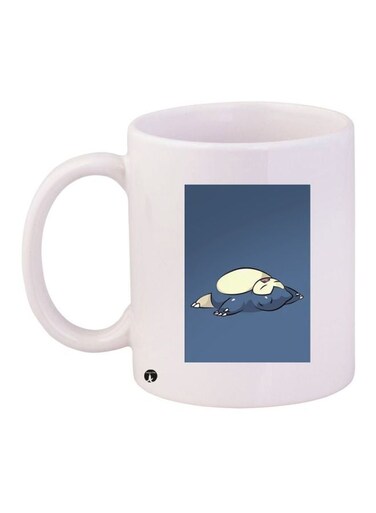 Cartoon Printed Coffee Mug White/Blue/Beige 11ounce