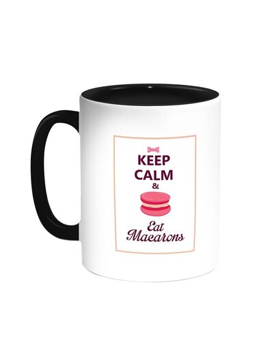 Keep Calm And Eat Macarons Printed Coffee Mug Black/White 11ounce