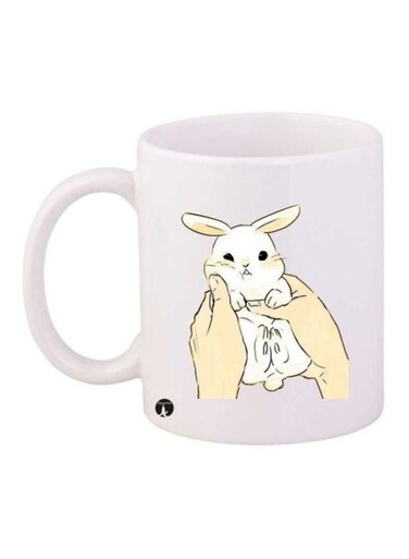 Rabbit Printed Coffee Mug White/Beige