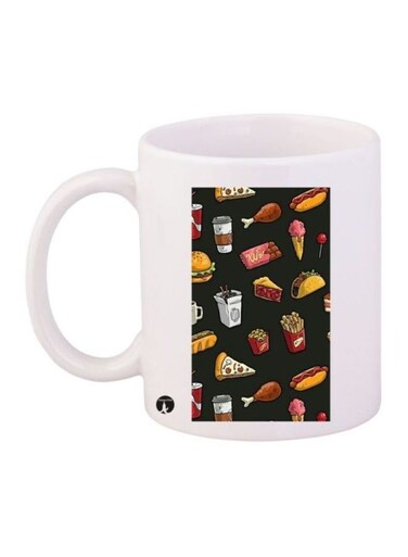 Food Printed Mug White/Black/Red