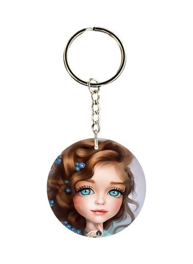 Double Sided Girl Printed Keychain