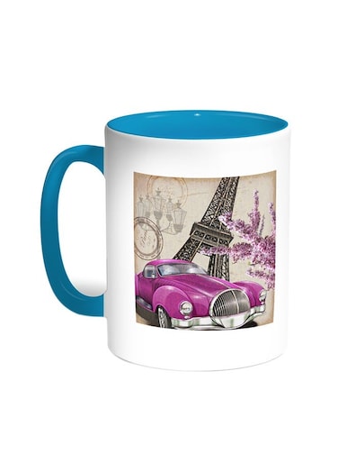 Classic Car - Paris Printed Coffee Mug Turquoise/White 11ounce
