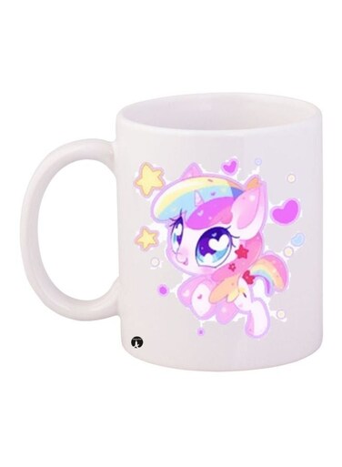Unicorn Printed Coffee Mug White/Yellow/Pink 11ounce