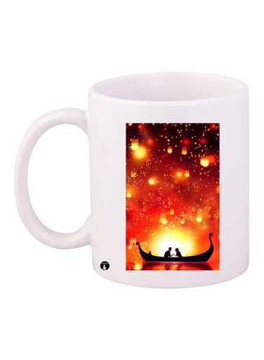 Printed Ceramic Coffee Mug White/Orange/Yellow