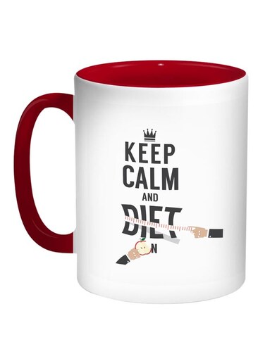 Keep Calm And Diet Printed Coffee Mug Red/White/Black