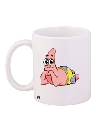 Patrick Star Printed Coffee Mug White/Pink/Green 11ounce