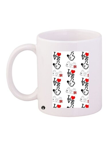 Love Printed Coffee Mug White/Black/Red 11ounce