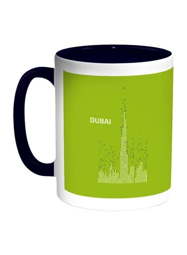 Dubai Towers Printed Coffee Mug Green/White/Blue 11ounce