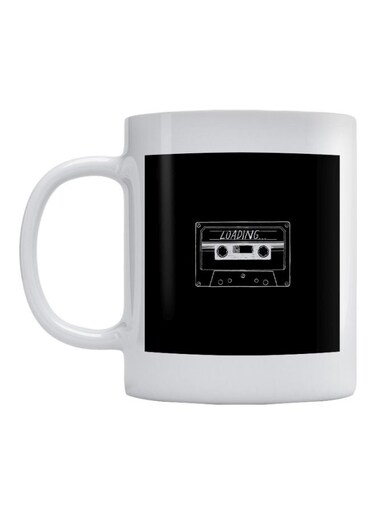 Cassette Printed Coffee Mug White/Black 350ml