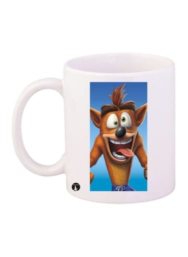 Crash Video Game Printed Coffee Mug White/Blue/Brown