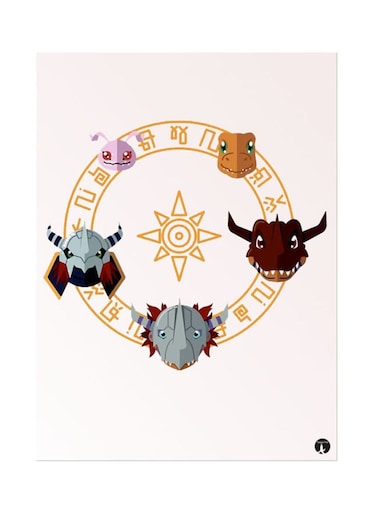 Metal Plate Of The Anime Digimon Poster Multicolour
