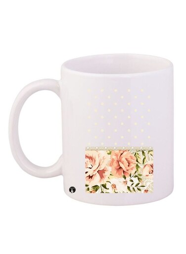 Floral Printed Coffee Mug White/Pink/Green