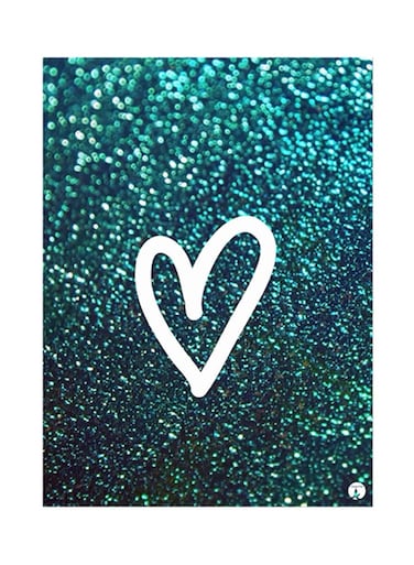 Heart Metal Plate Poster Green/White 15 x 20cm