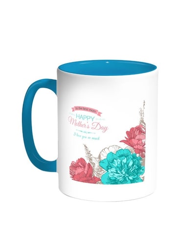 Happy Mother's Day Printed Coffee Mug Turquoise/White 11ounce