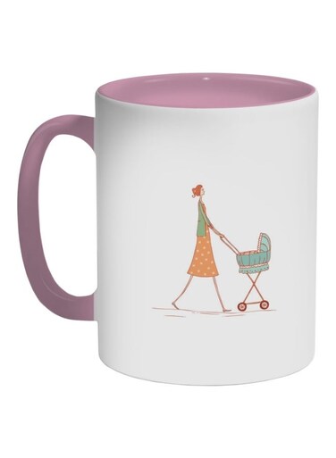 Mother And Child Printed Coffee Mug Pink/Orange/White 325ml