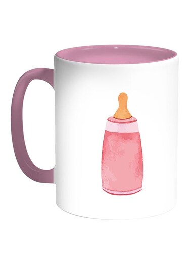Feeding Children Printed Coffee Mug White/Pink 11ounce