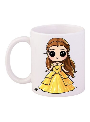 Belle Printed Coffee Mug White/Yellow/Brown